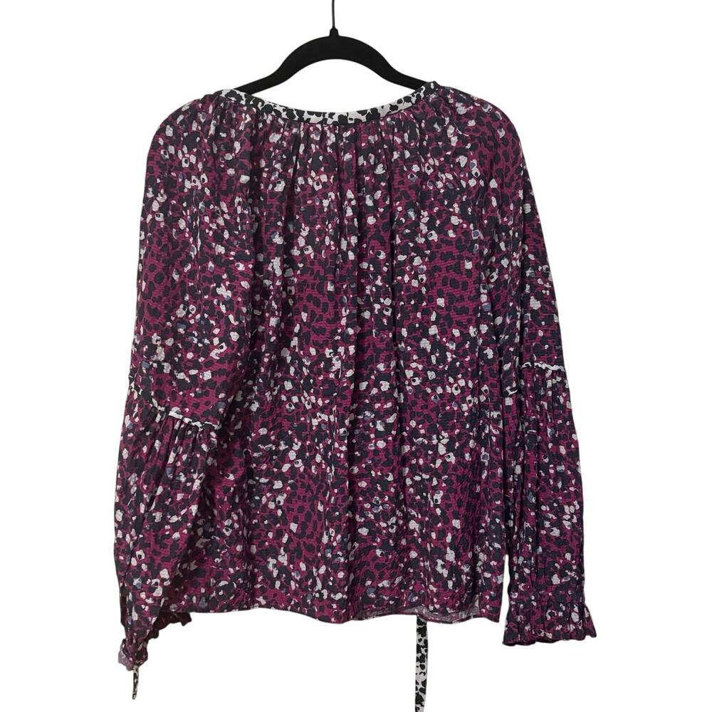 Marie Oliver 100% Silk Purple Black Leopard Print Blouse Size Medium - Picture 4 of 5